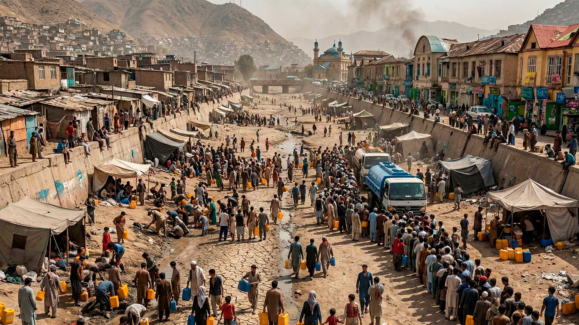 Com 6 milhões de habitantes, pode ser a primeira cidade do mundo a ficar sem água e especialistas estimam que, mantido o ritmo atual, o abastecimento pode acabar antes de 2030 em Cabul