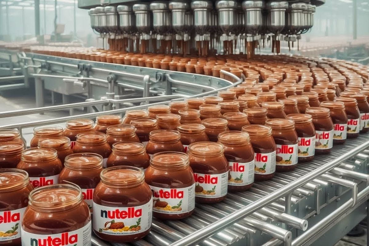 Nutella combina avelãs selecionadas, cacau africano e óleo de palma refinado em uma receita controlada globalmente, unindo tradição, tecnologia e qualidade.