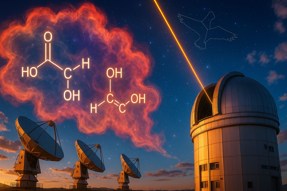 Descoberta de nuvem gigante de álcool na constelação da Águia revela etanol e metanol mapeados por radiofrequência, impulsionando a astroquímica com um laboratório natural no espaço profundo.