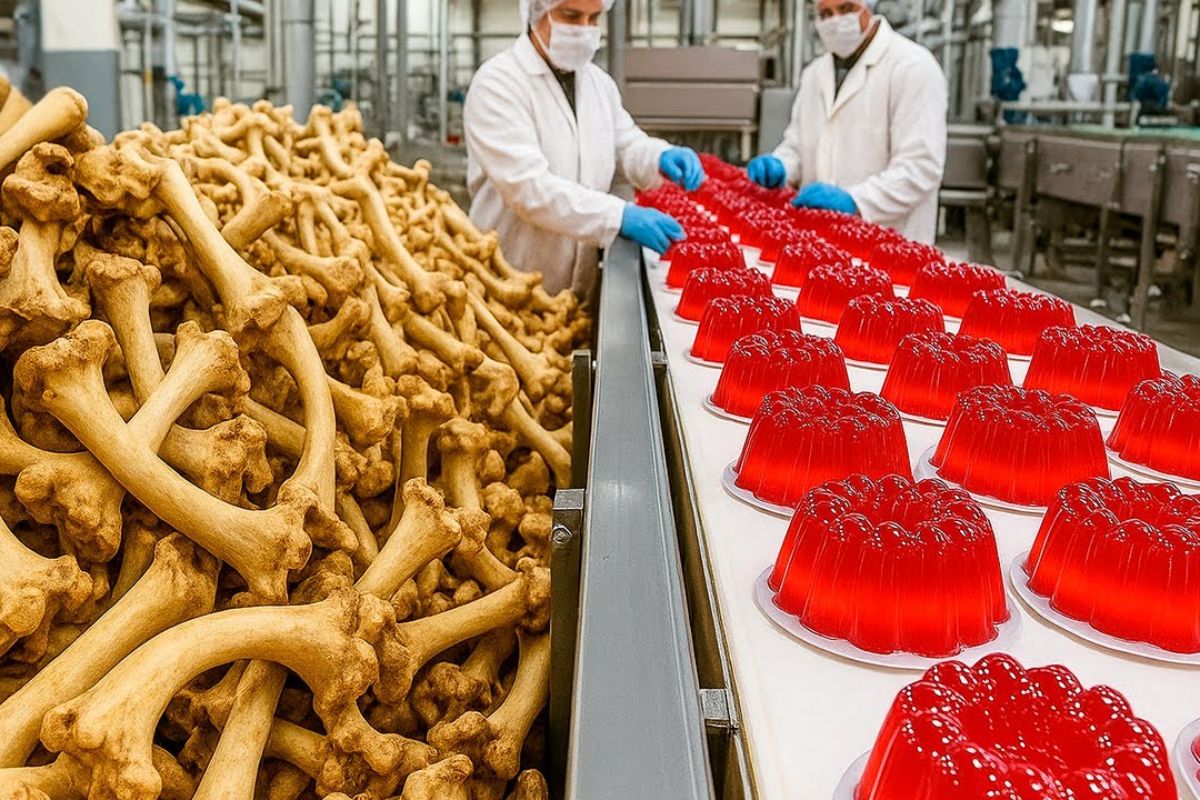 Gelatina de peles e ossos em destaque: veja como é feita a gelatina, entenda o processo industrial da gelatina e a produção de gelatina em pó.