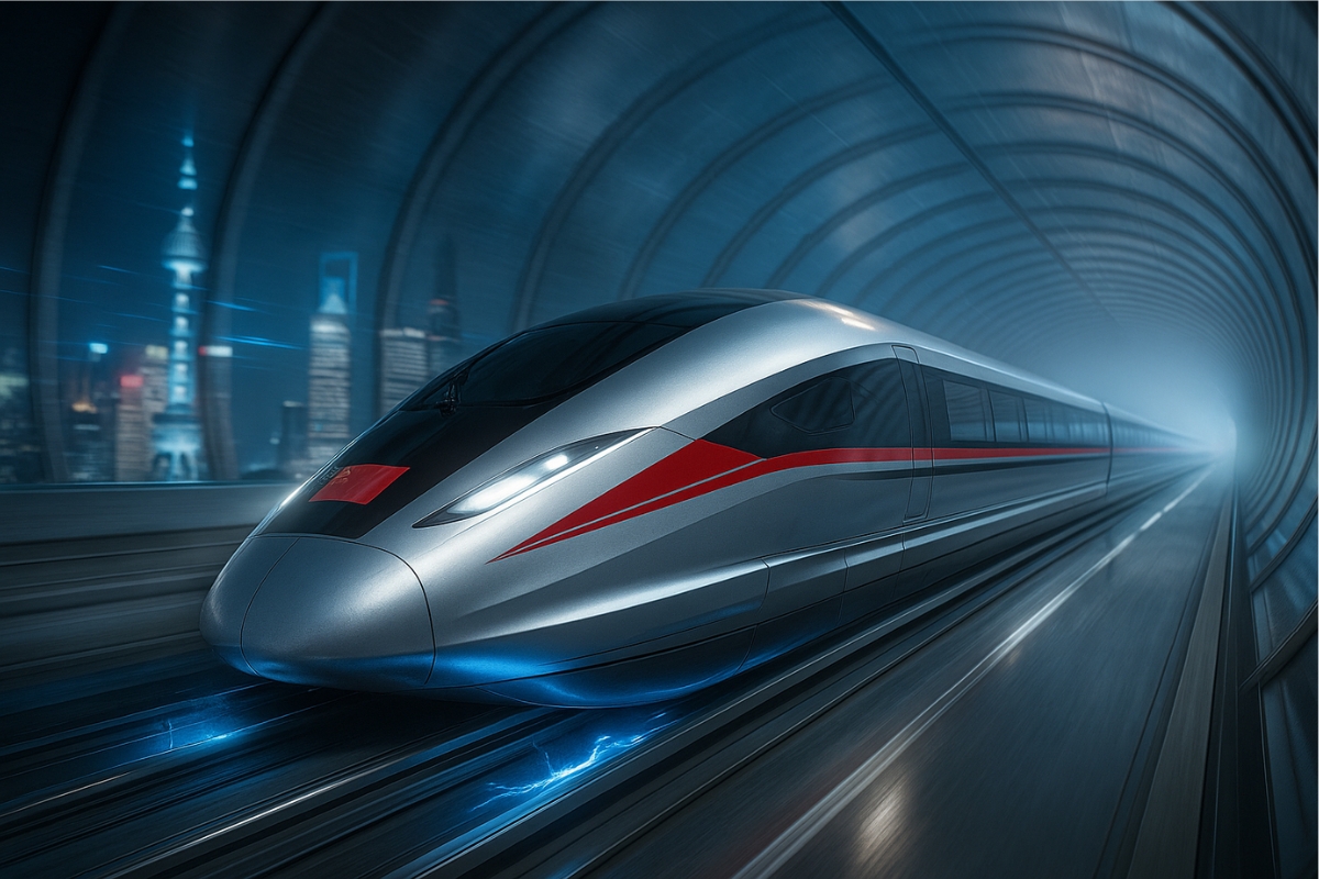 Trem de levitação magnética chinês viaja em túnel de vácuo a 1.000 km/h, tecnologia desenvolvida pela China Aerospace Science and Industry Corporation