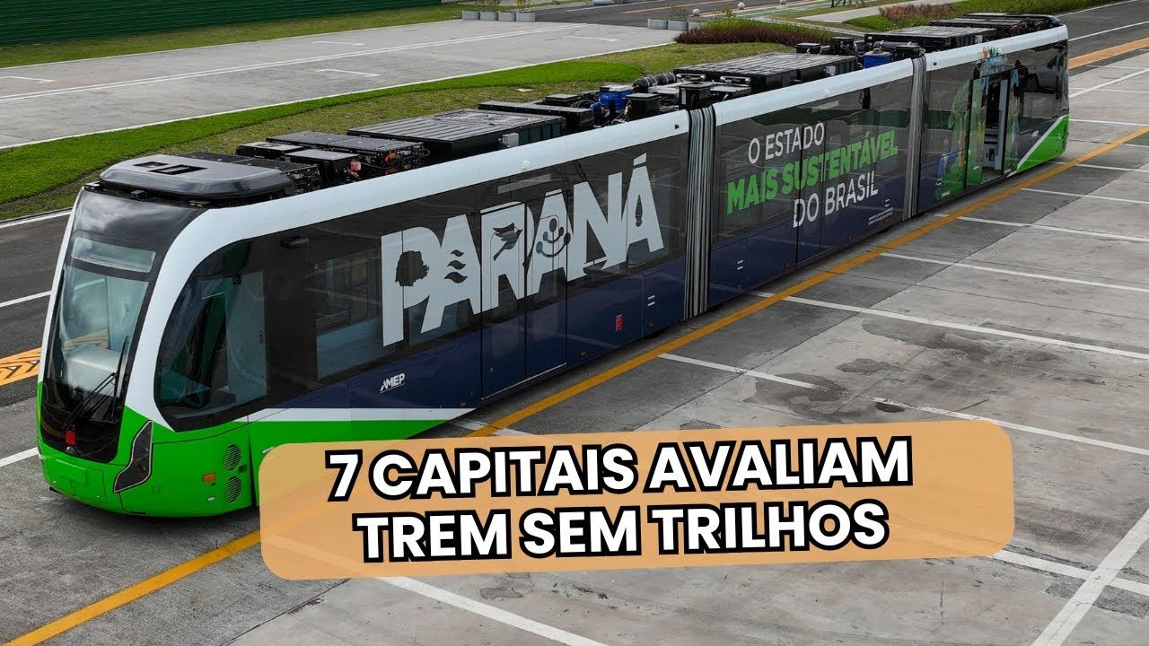 Guiado por trilhos virtuais, "trem sem trilhos" estreia no Paraná e atrai sete capitais com tecnologia chinesa que leva 280 passageiros direto no asfalto