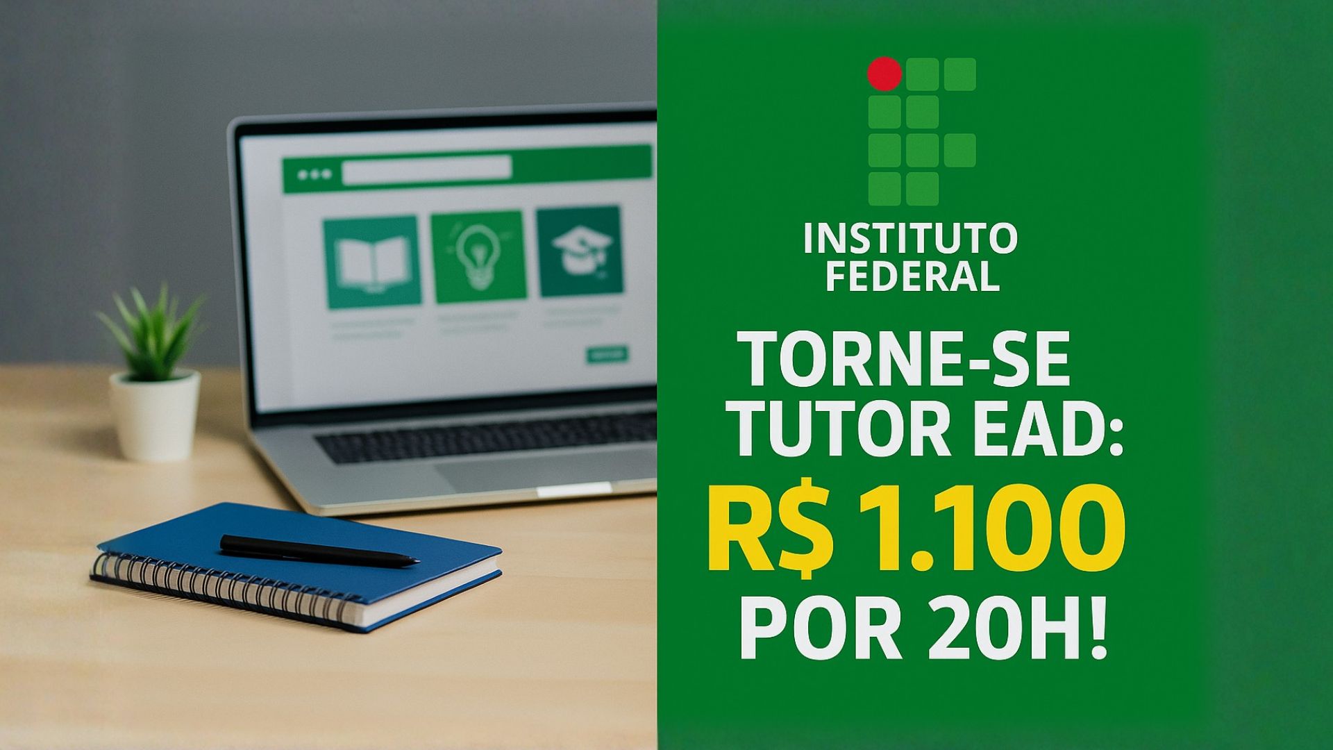 O IFCE abre seleção para tutor EaD com bolsa de R$ 1.100 por 20 horas semanais em cadastro de reserva com validade de 5 anos.