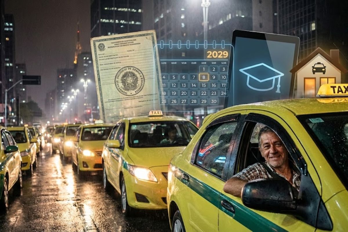 Nova lei garante direito de sucessão, cursos obrigatórios a distância e isenção da taxa de aferição do taxímetro com marco regulatório dos táxis atualizado.