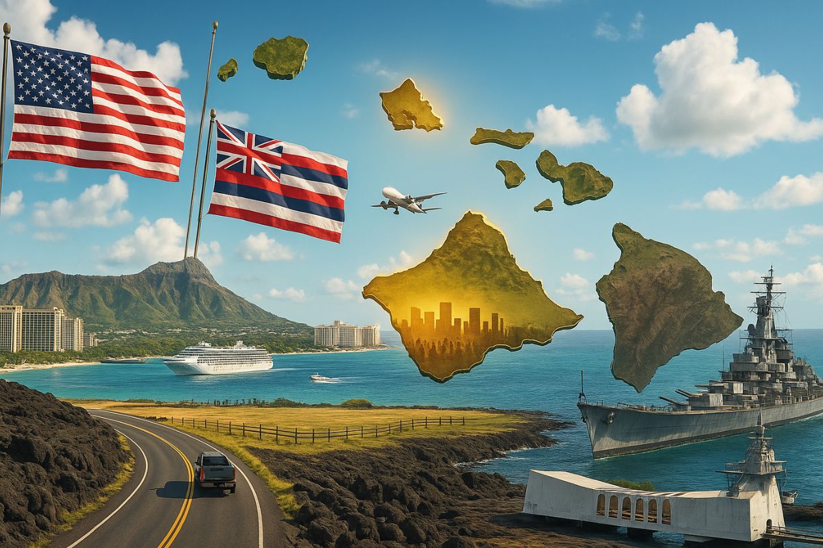 Por que o Havaí ficou 91% vazio: Oahu concentra população, a Ilha Grande segue rural, Pearl Harbor define o eixo estratégico e a anexação molda custos e fluxos.