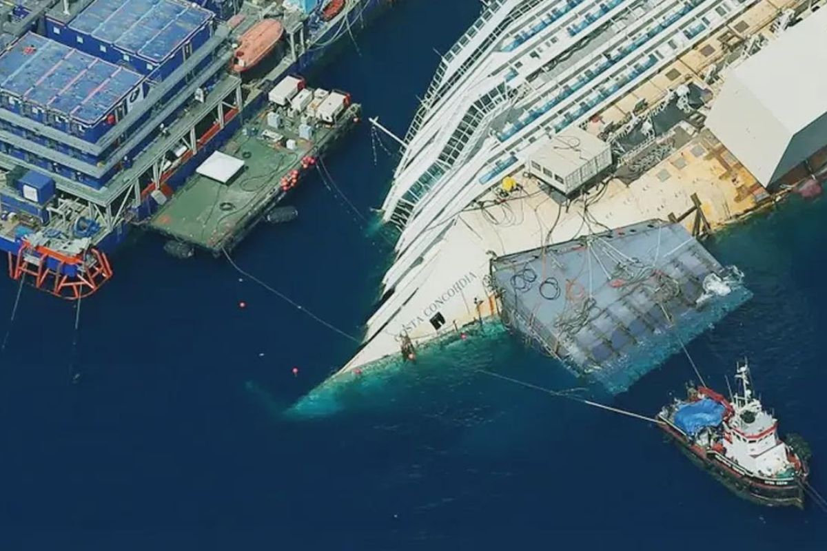Como o Costa Concordia foi endireitado com macacos hidráulicos e flutuadores em uma operação de resgate que preservou o santuário marinho, combinando engenharia pesada e controle ambiental.