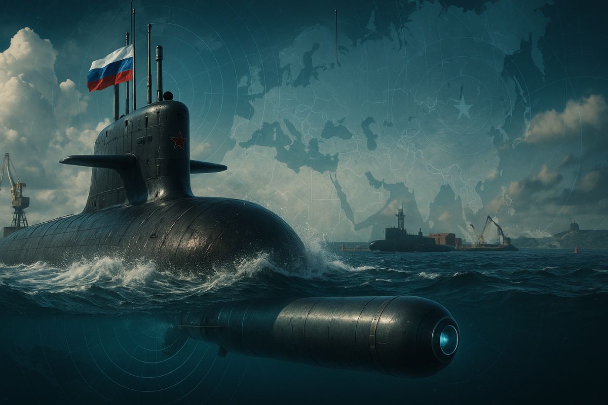 Rússia lança o Khabarovsk com o torpedo Poseidon, elevando o papel do submarino e redesenhando a guerra submarina com furtividade, autonomia e dissuasão estratégica.