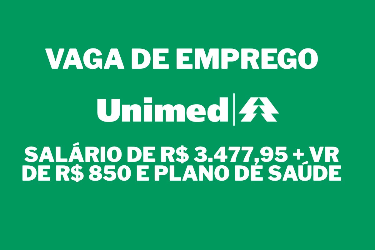 vaga de Técnico de Enfermagem na Unimed Grande Florianópolis com salário de R$ 3.477,95, plano de saúde e benefícios completos.