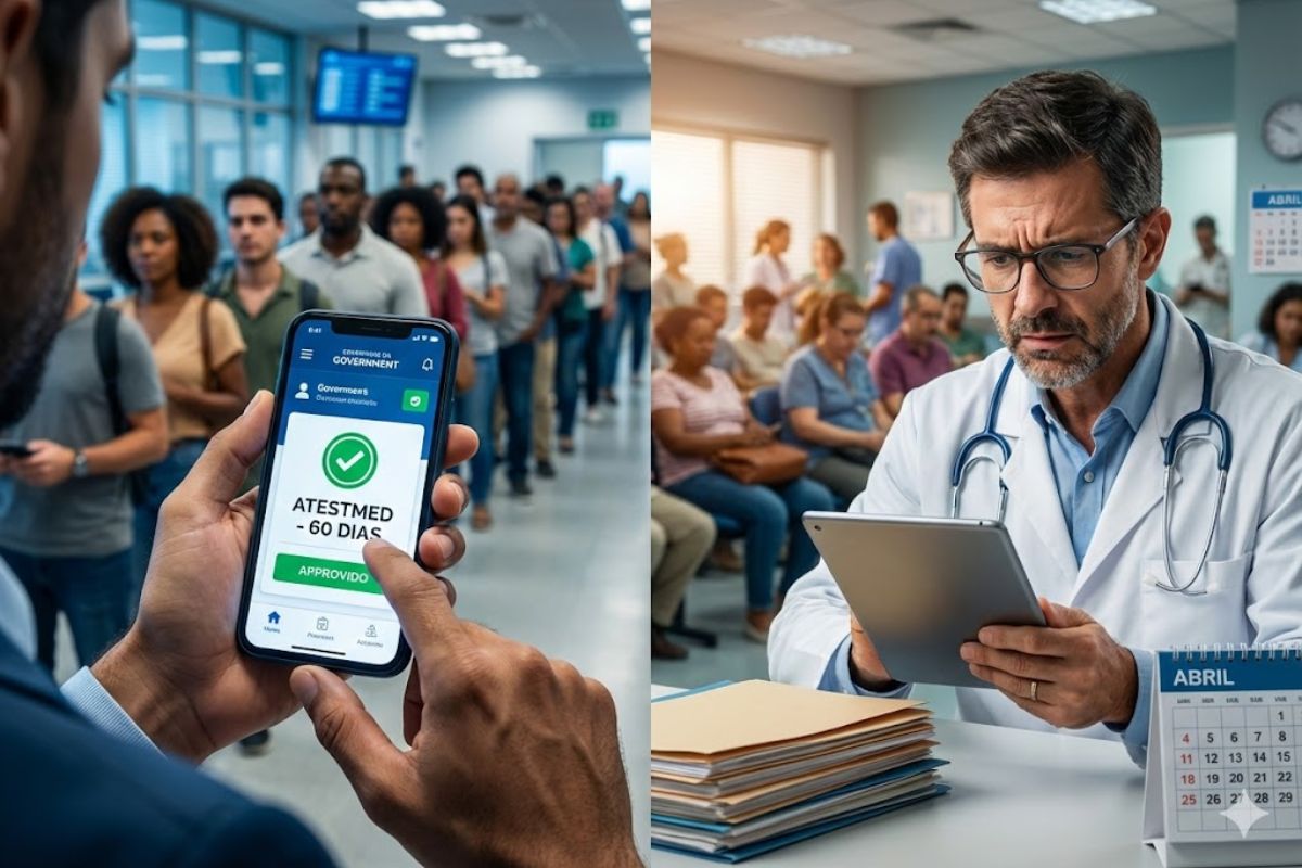 INSS amplia auxílio-doença no Atestmed sem perícia médica para 60 dias e tenta reduzir fila de segurados com novas portarias e regras até abril.