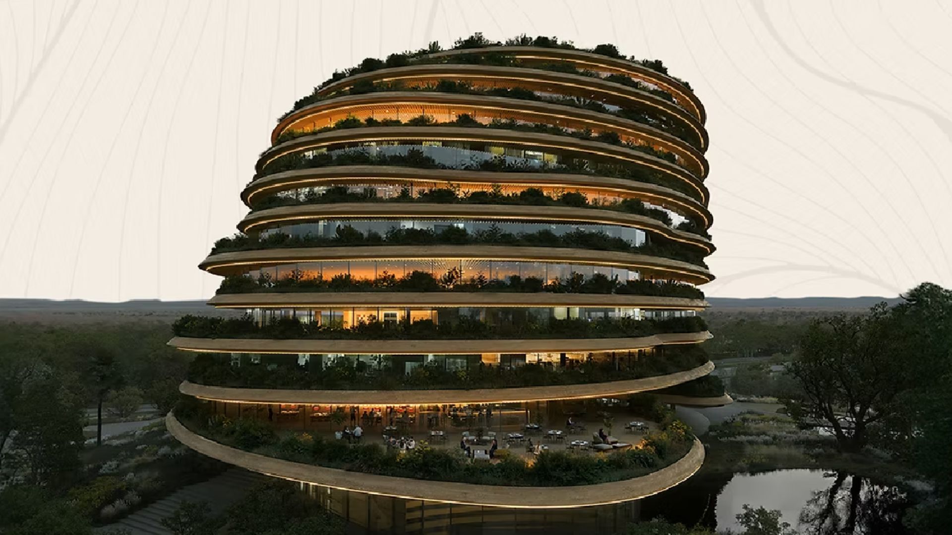 Prédio inspirado em cupinzeiros em Cuiabá usa ventilação natural para enfrentar até 50 °C com eficiência, design verde e conforto térmico.