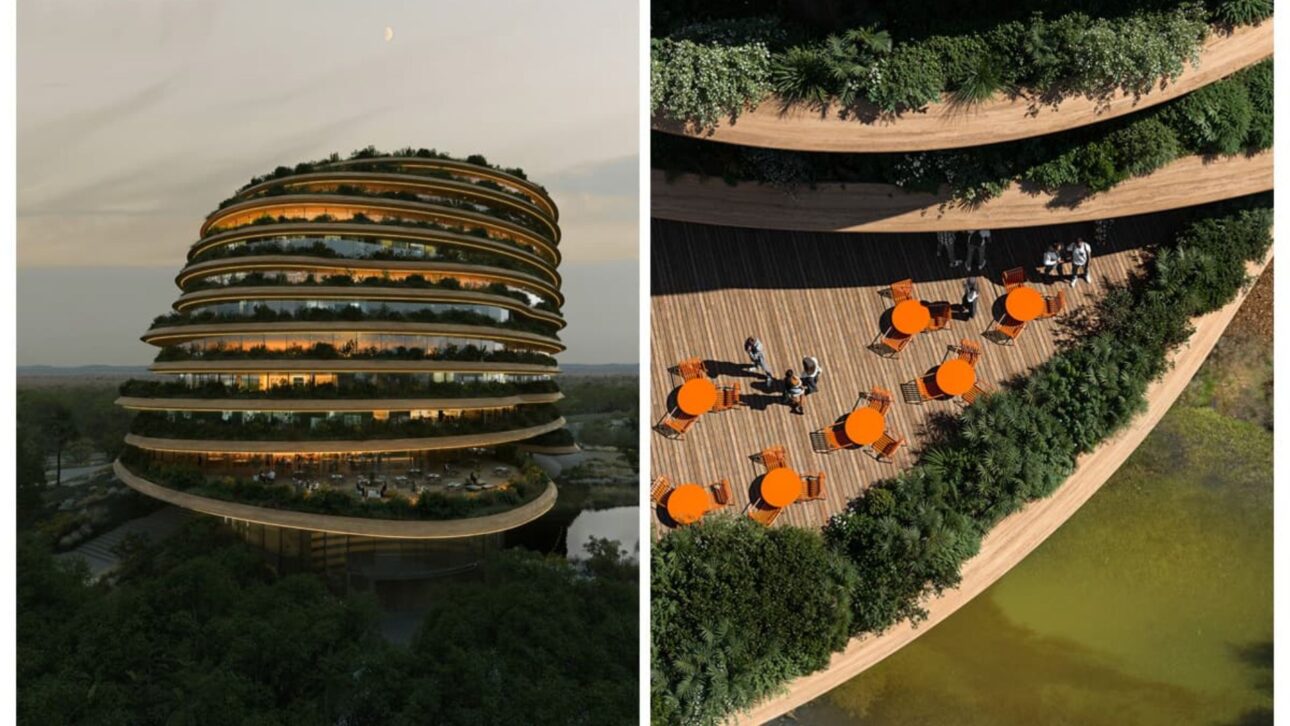 Prédio inspirado em cupinzeiros em Cuiabá usa ventilação natural para enfrentar até 50 °C com eficiência, design verde e conforto térmico.