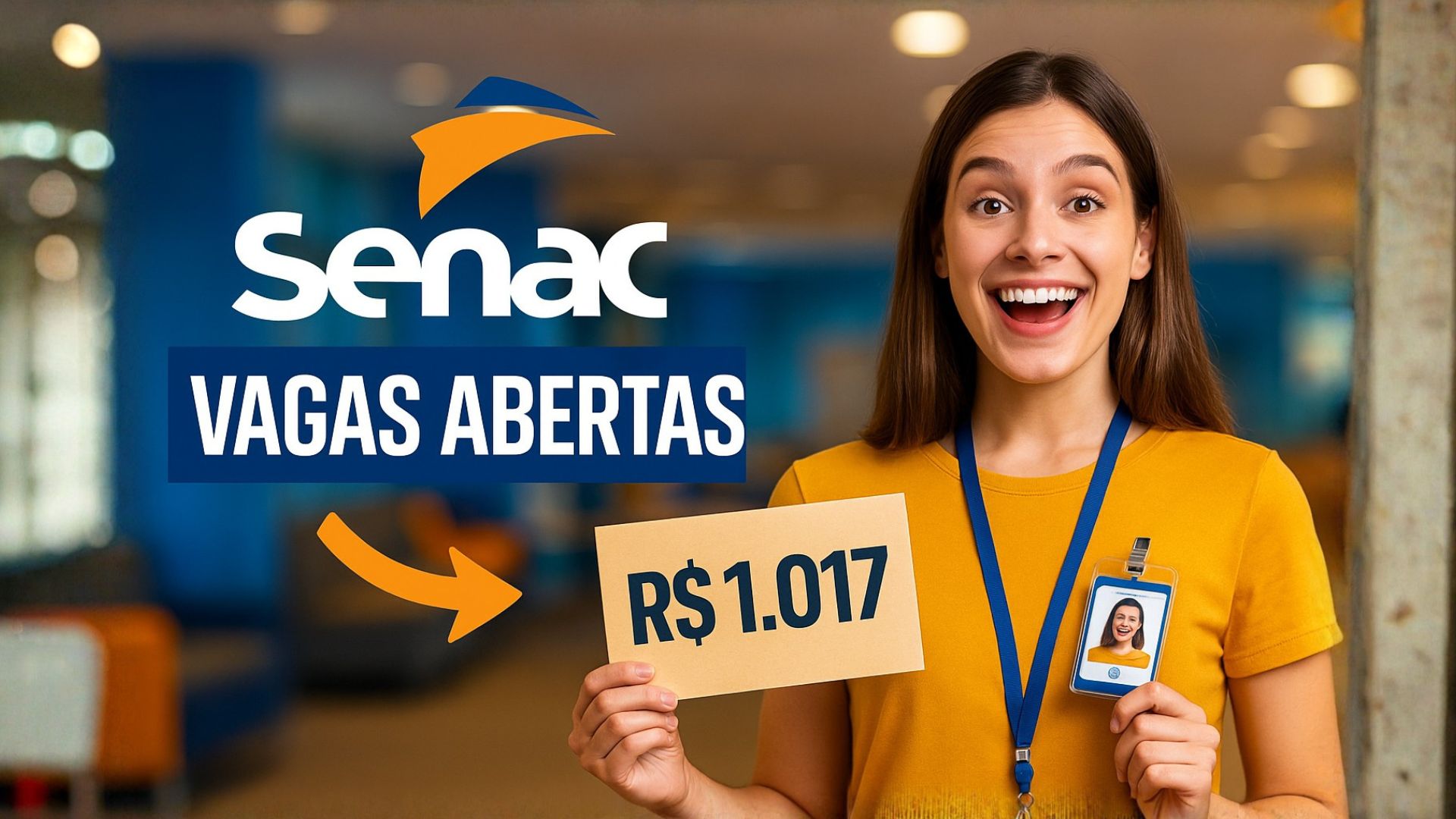 Vaga de Jovem Aprendiz no Senac Bauru para PcD oferece salário de R$ 1.017, contrato de 21 meses e seleção para apenas 50 inscritos.