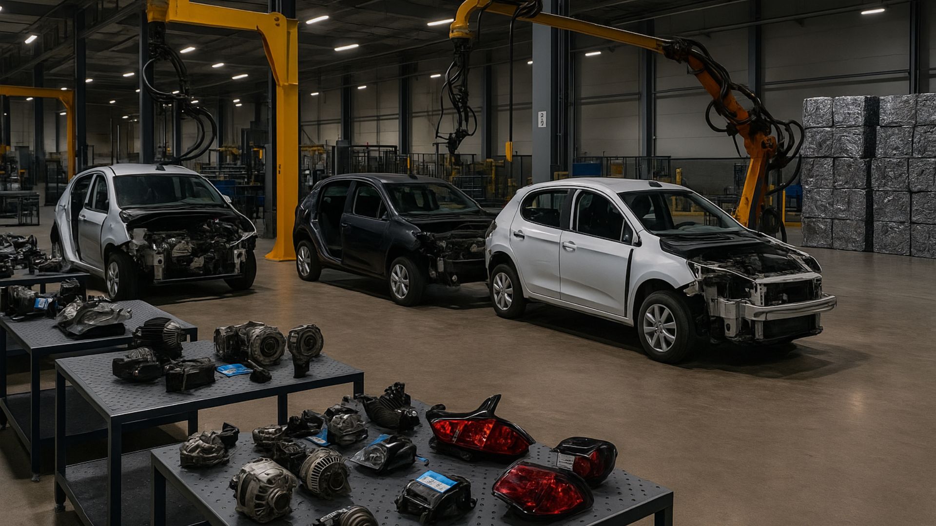 Stellantis desmonta 370 carros em 100 dias no 1º CDV do Brasil, reaproveita materiais, vende peças online e mira um mercado de até R$ 14 bilhões.