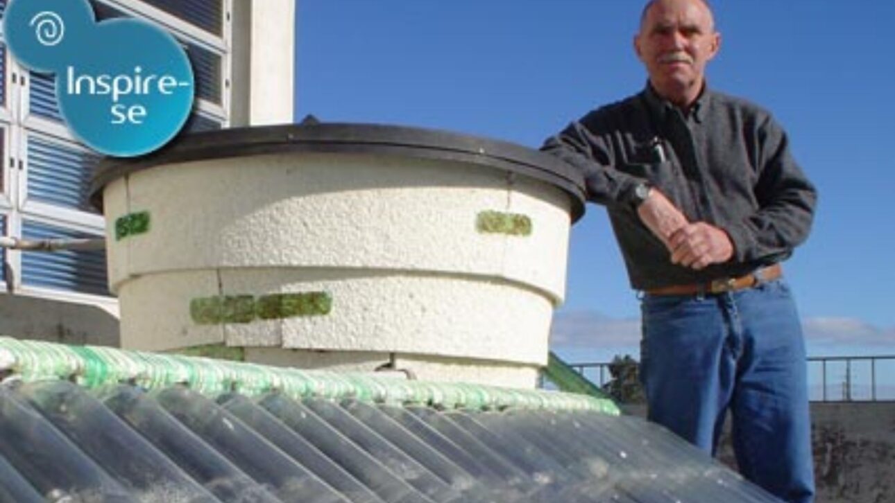 Aquecedor solar com garrafas PET vira projeto da Celesc, reduz uso do chuveiro elétrico e destaca impacto do banho no consumo de energia.