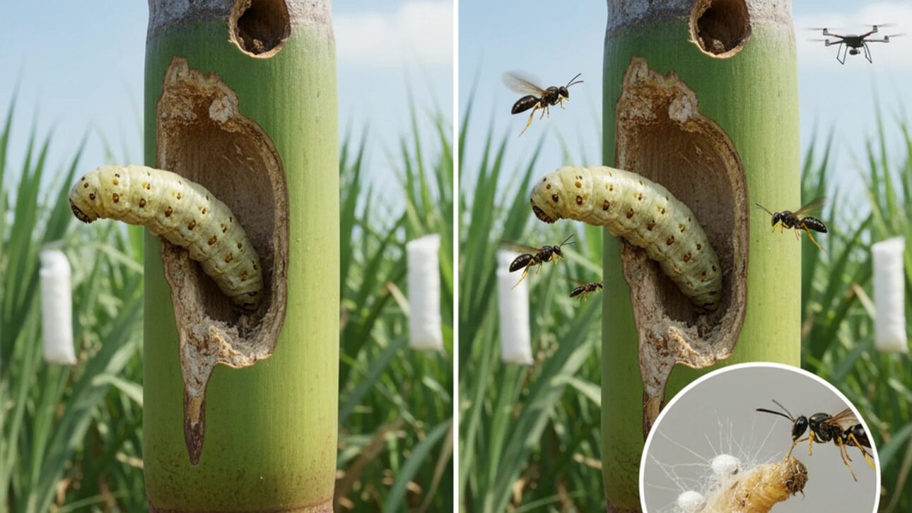 Brasil libera bilhões de microvespas em canaviais para controlar pragas, reduzir inseticidas e proteger a produção de açúcar e etanol.
