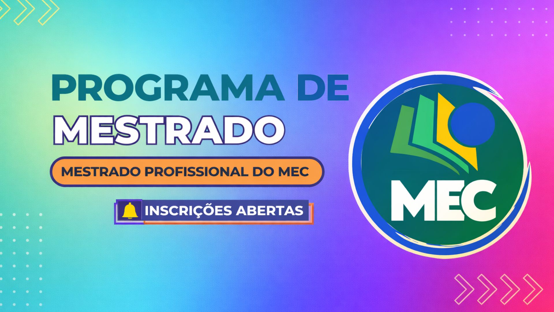 Edital do ProfEPT 2026 abre 769 vagas em mestrado gratuito do MEC, com prova on-line, curso em rede nacional e duração de 24 meses.