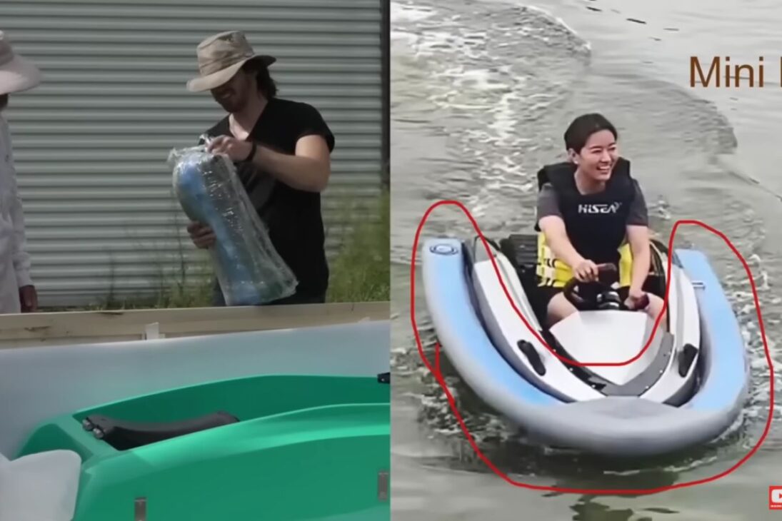 mini barco a jato elétrico da China transforma lago privado em pista, rivaliza com jet ski, usa bateria de 5 kWh e mostra o potencial do barco a jato elétrico.