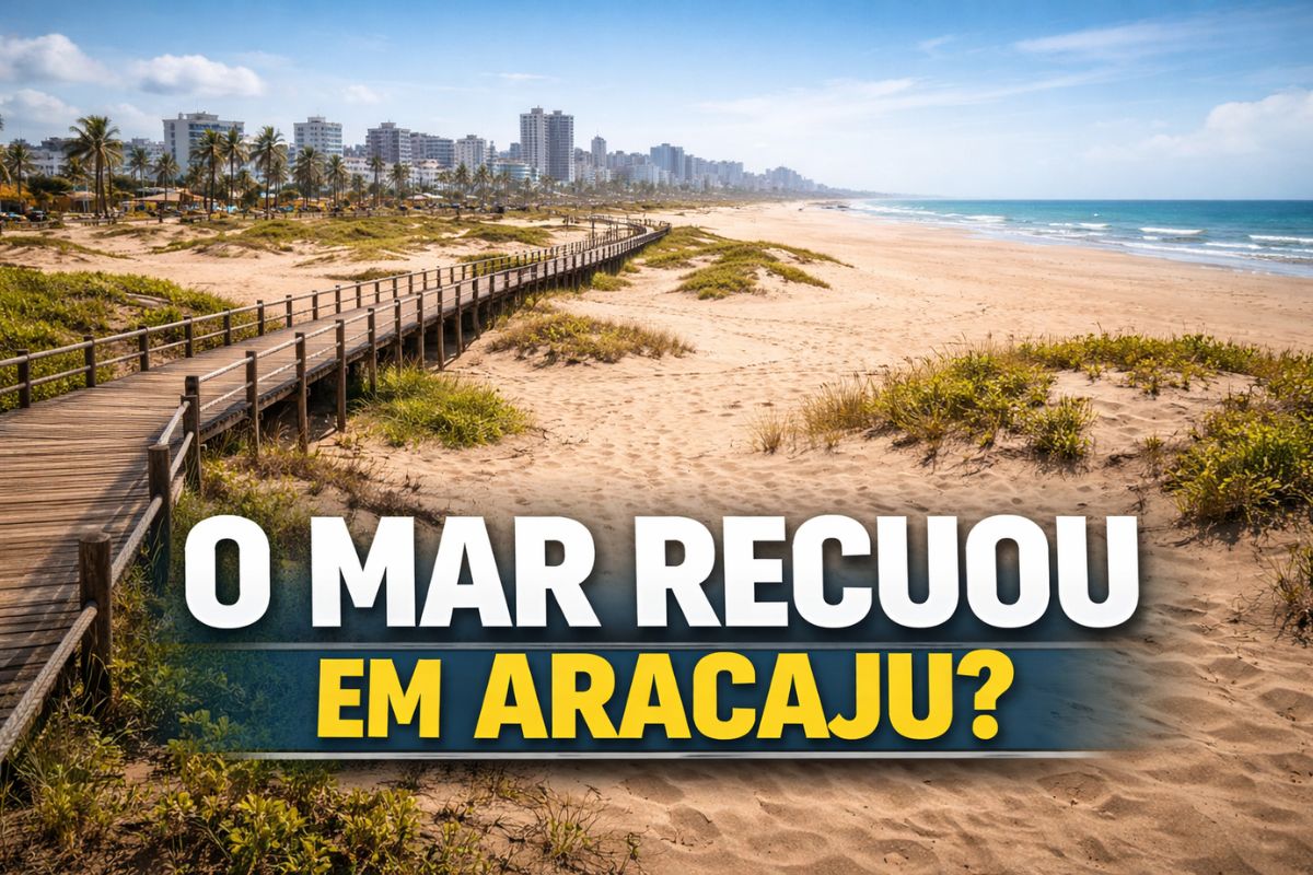 Vídeo mostra como o mar recuou em Aracaju, ampliou a faixa de areia na praia de Atalaia e expôs o papel do Rio Sergipe e das pedras no Rio Sergipe.
