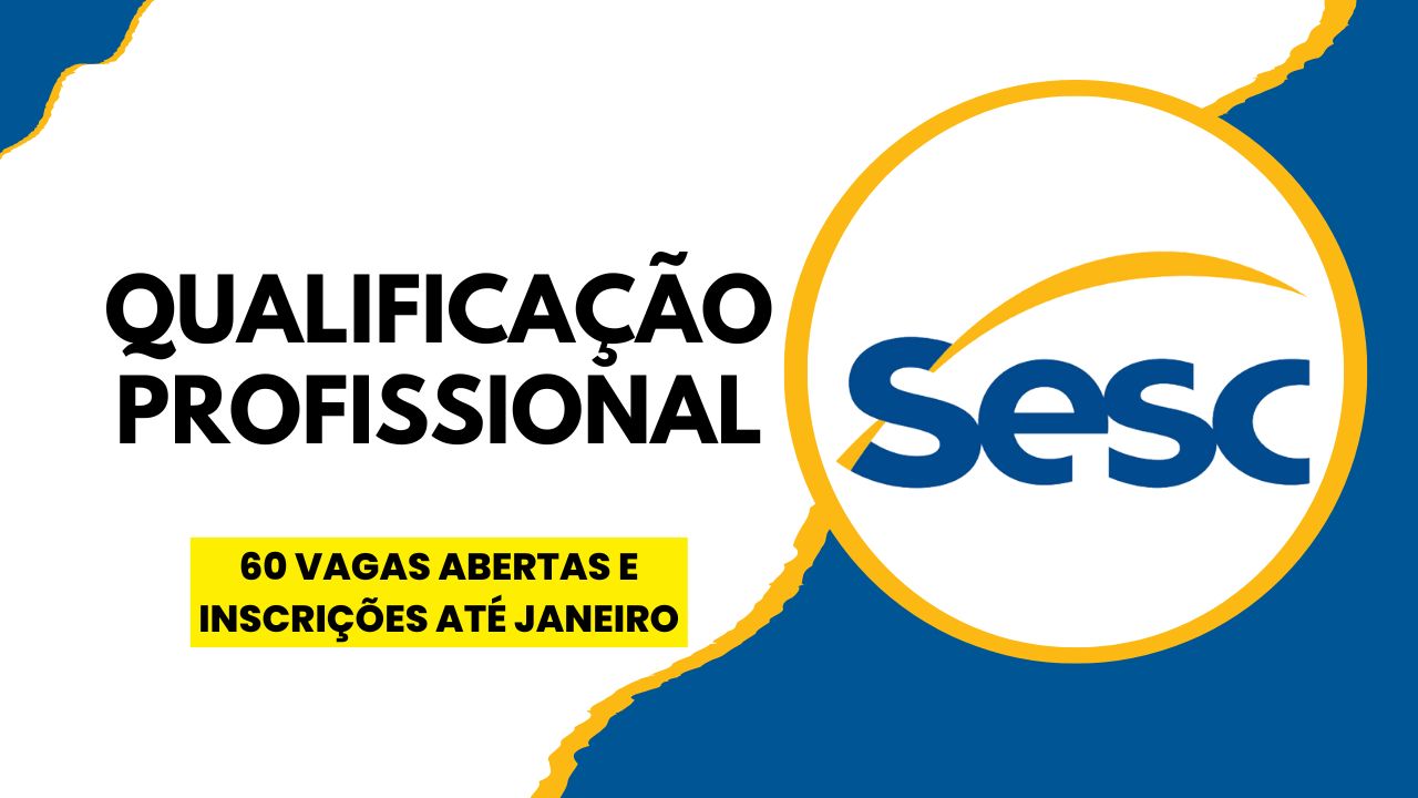 O Sesc oferece 60 vagas gratuitas para Ensino Médio a distância, integradas à qualificação profissional em Assistente de Marketing. Inscrições no curso vão até 28 de janeiro de 2026.