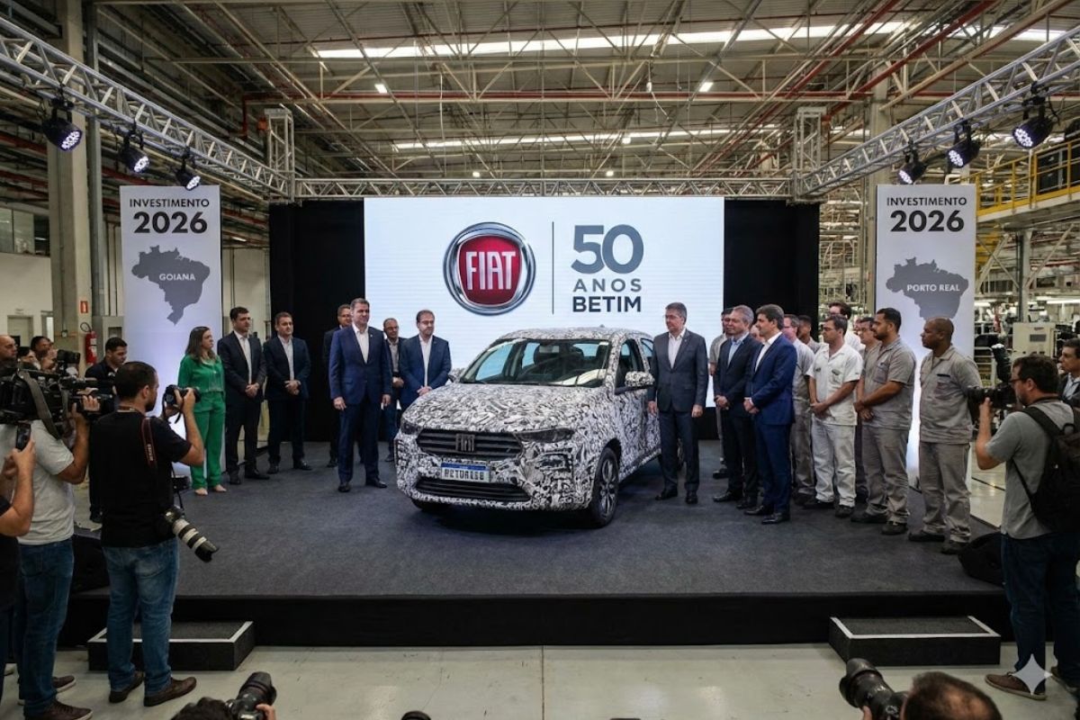Stellantis detalha plano para 2026 com festa de 50 anos da Fiat em Betim, novos eletrificados e expansão industrial em Goiana e Porto Real, reforçando liderança automotiva no Brasil.