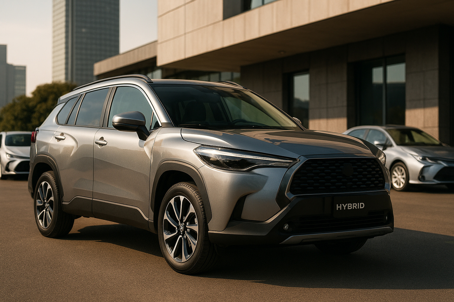 SUV híbrido moderno estacionado em ambiente urbano, representando carros bio-híbridos beneficiados pelos incentivos do Programa Mover e do IPI Verde.