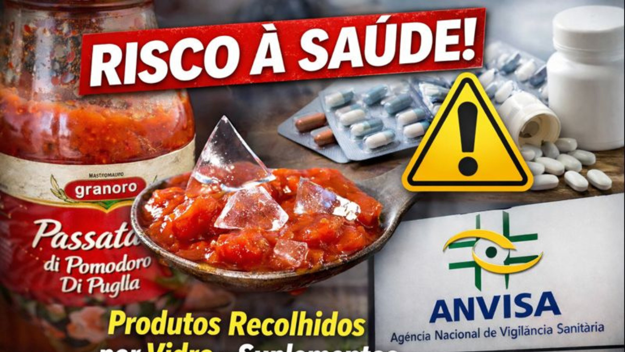 Anvisa determina recolhimento de produtos com contaminação por vidro e aponta suplementos alimentares irregulares no mercado.