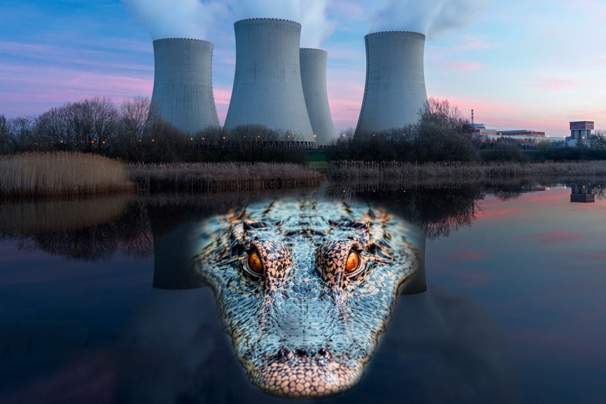 Crocodilos prosperam em Turkey Point, na Flórida, usando canais de resfriamento da usina nuclear como refúgio, dobrando a população desde os anos 1970.