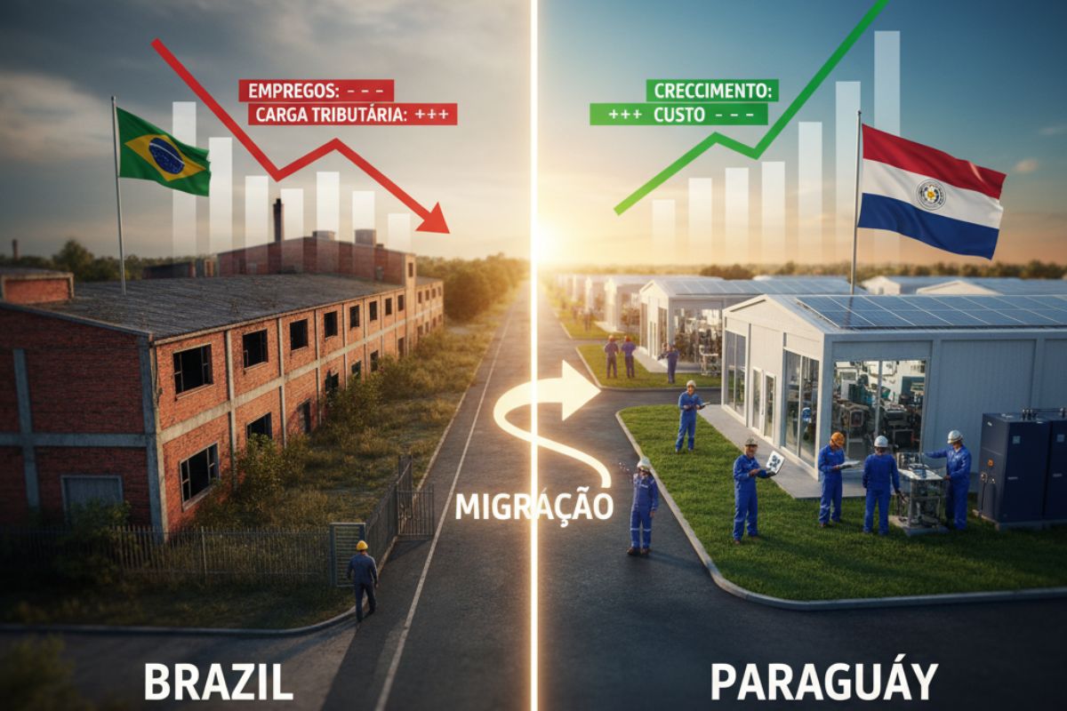 Mais de 200 indústrias do Brasil vão ao Paraguai pela Lei de Maquila, com imposto único de 1% e foco em exportação. (Imagem: Reprodução/MaratonaDoConsumidor)