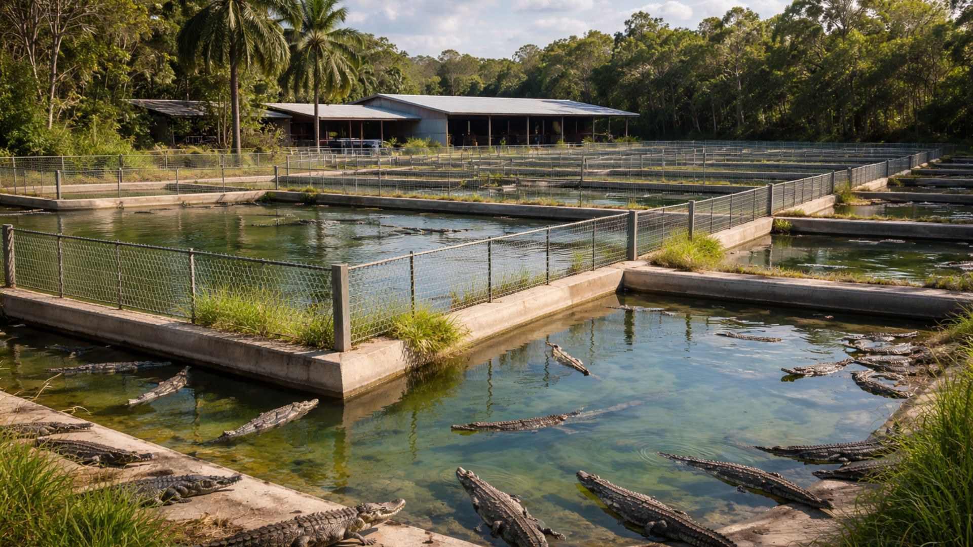 Criação de crocodilos no norte da Austrália abastece mercado de carne exótica e couro de luxo, sob regras ambientais e controle estatal.