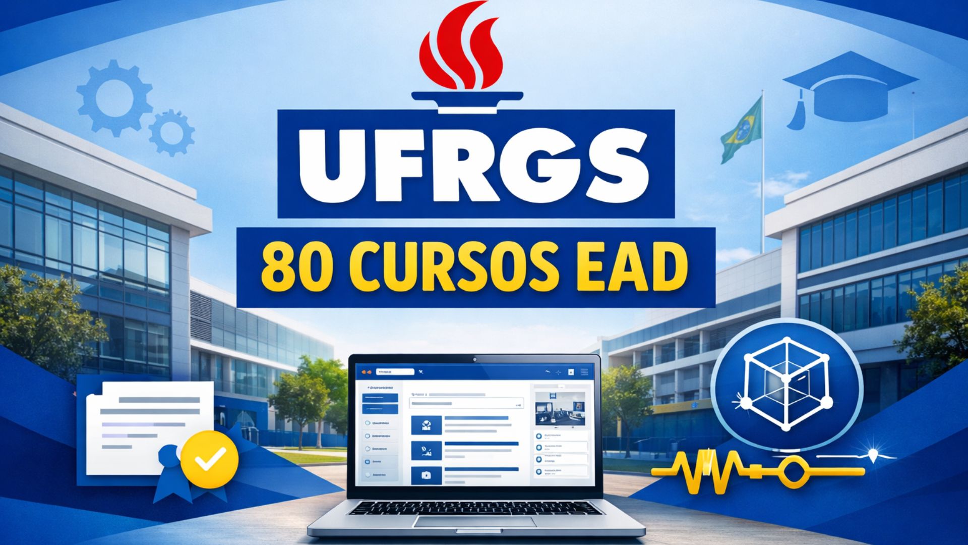 UFRGS abre mais de 80 cursos gratuitos e online com certificado em 2026, com opções em engenharia, saúde, design 3D, cultura e idiomas.