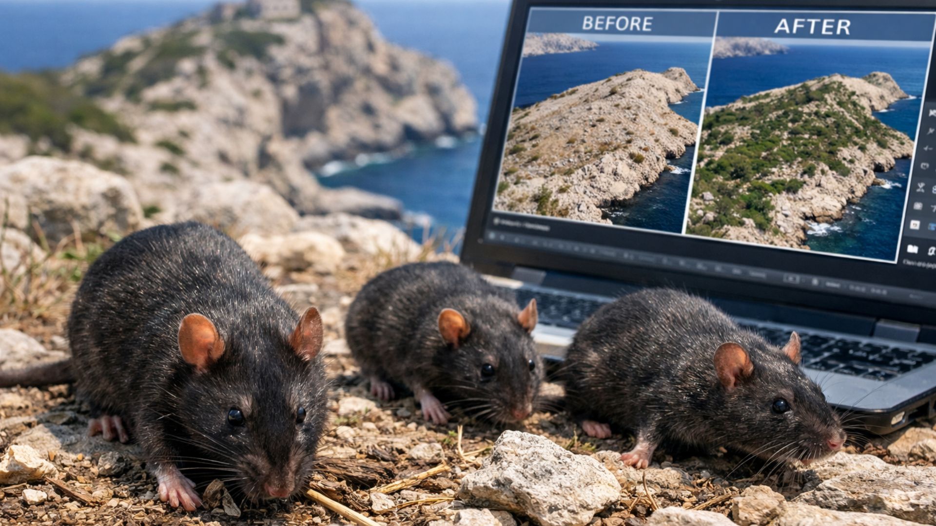 Ratos foram eliminados de uma ilha no Mediterrâneo e imagens de satélite revelaram um resultado inesperado sobre a recuperação da vegetação.
