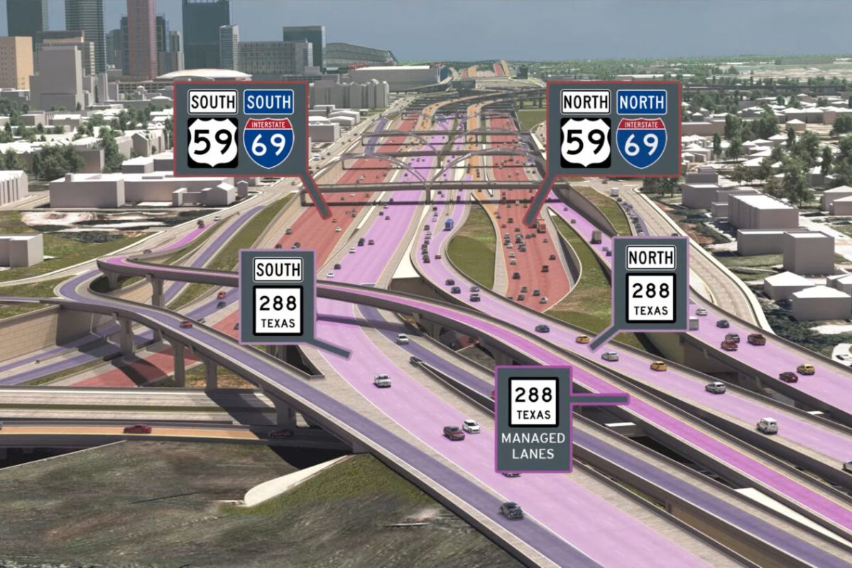 Rodovia do Texas I-45 em Houston pode chegar a 20 faixas em projeto do TxDOT, gerando protestos de moradores e debate sobre segurança, drenagem e impacto urbano.