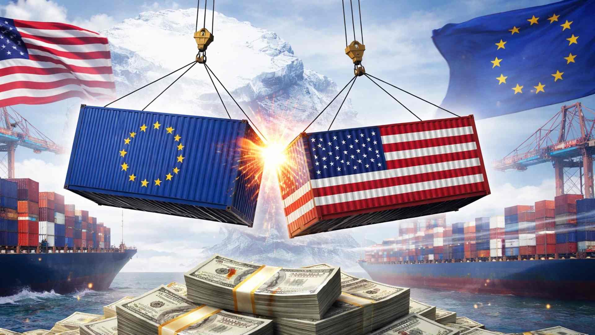 UE planeja tarifas de € 93 bilhões contra EUA após ameaças de Trump ligadas à Groenlândia, elevando risco de escalada comercial.
