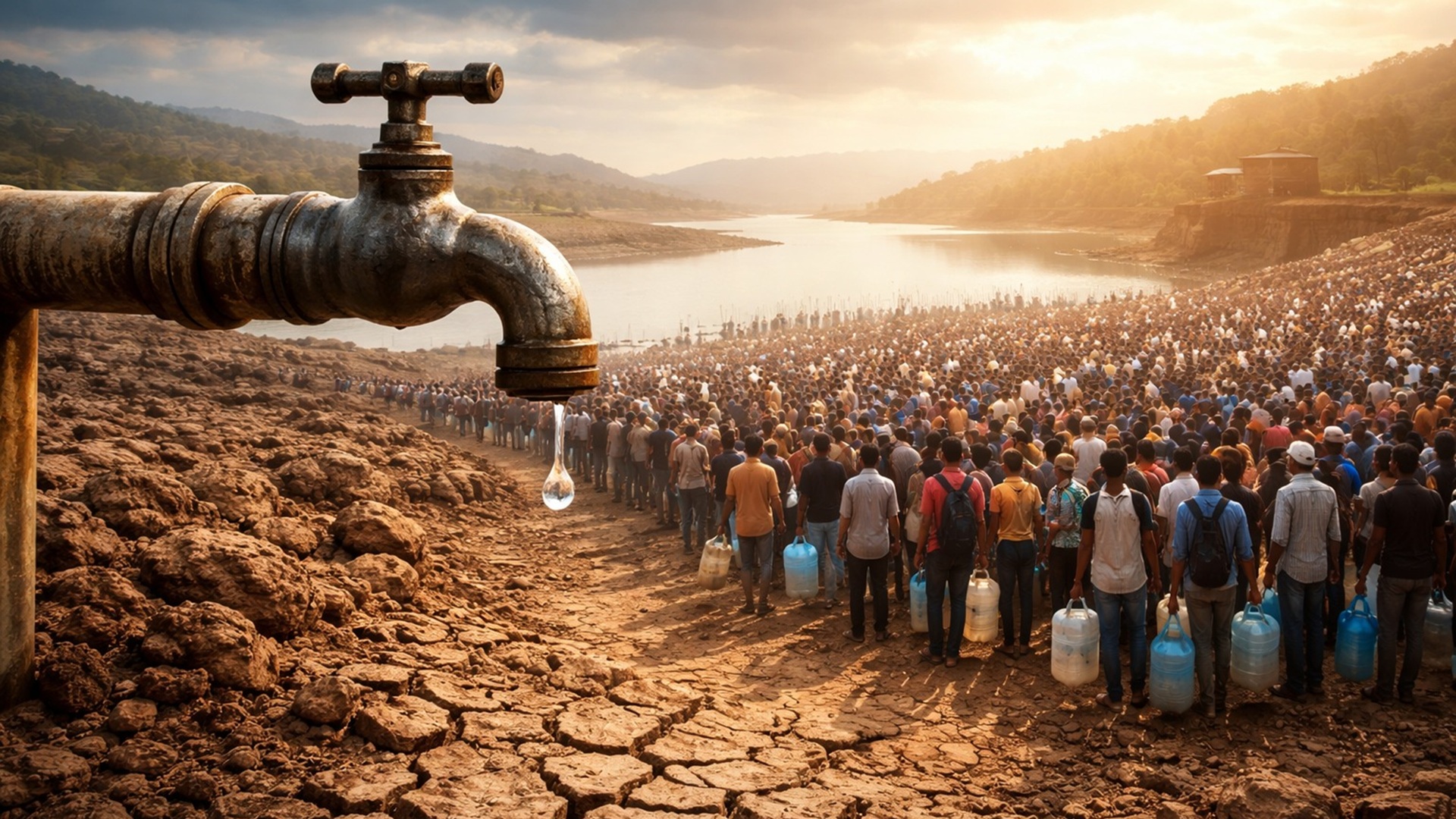 Estudo projeta avanço do Dia Zero de Seca, com risco para 750 milhões de pessoas e colapso hídrico em regiões urbanas e rurais.