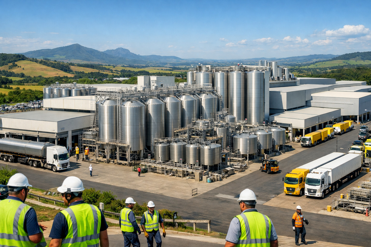 Megafábrica da Heineken construída do zero em Passos, Minas Gerais, com grande complexo industrial e infraestrutura moderna.
