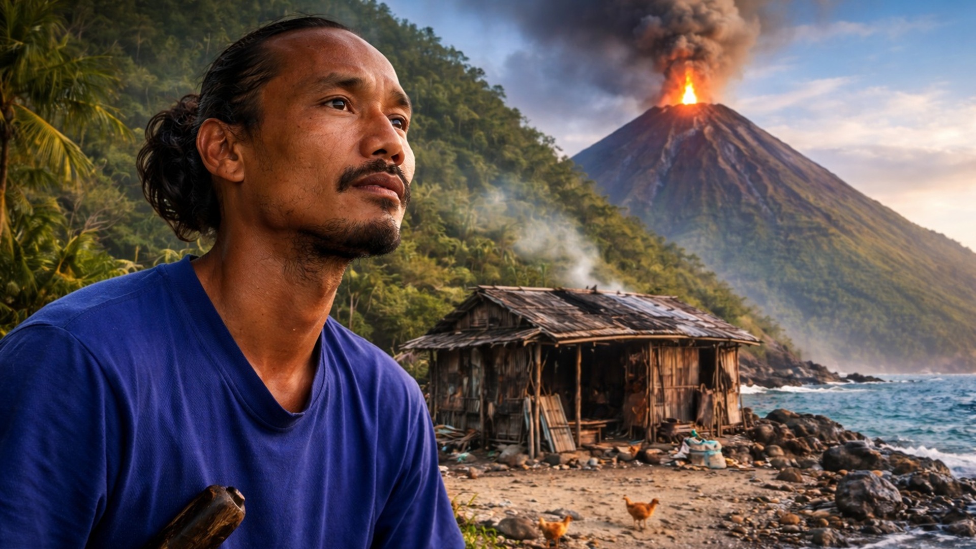 Expedição registra a vida de um homem isolado há anos em um vulcão ativo nas Ilhas Marianas do Norte, território dos EUA.