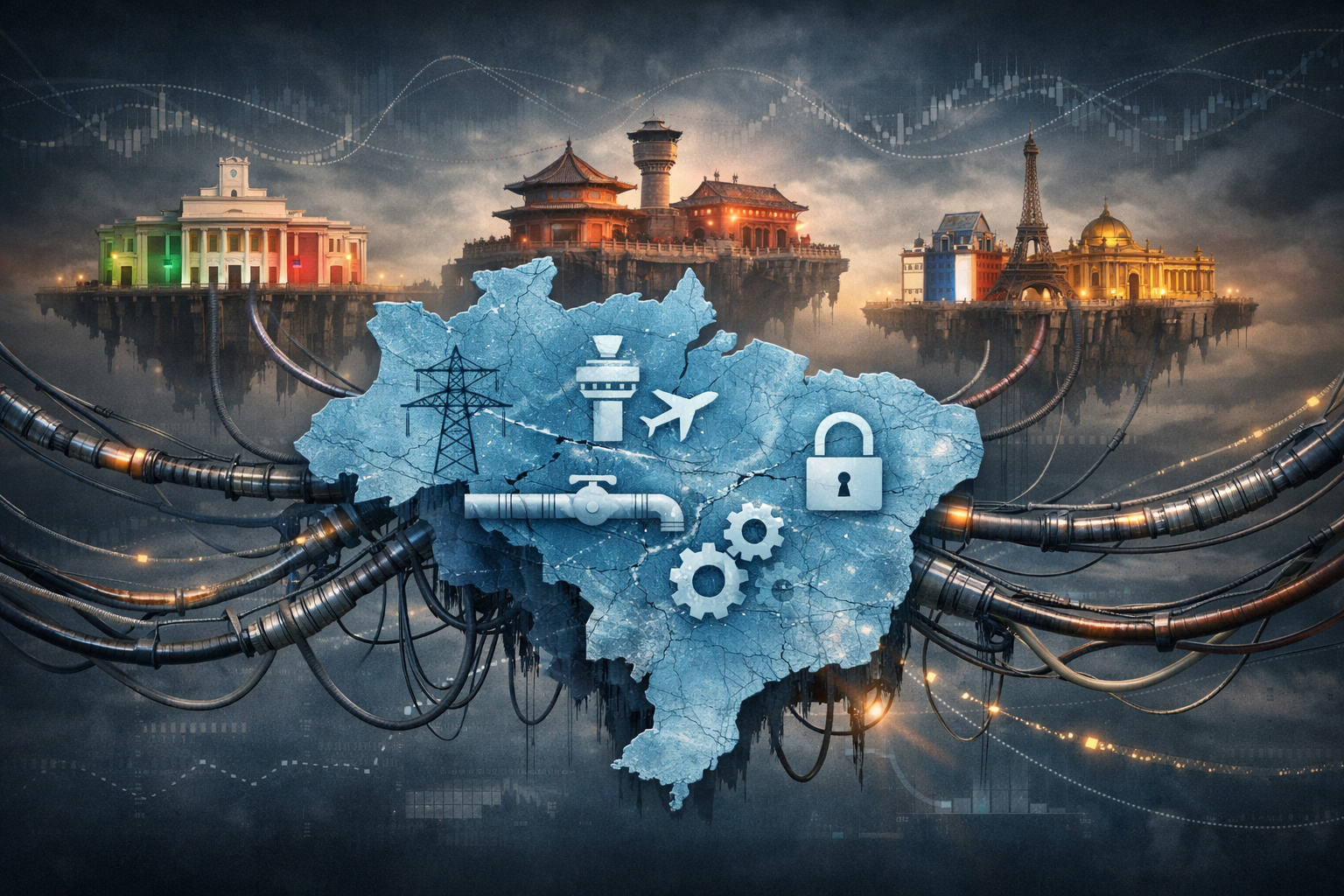 Infraestrutura do Brasil controlada por estatais estrangeiras nos setores de energia, gás e aeroportos.