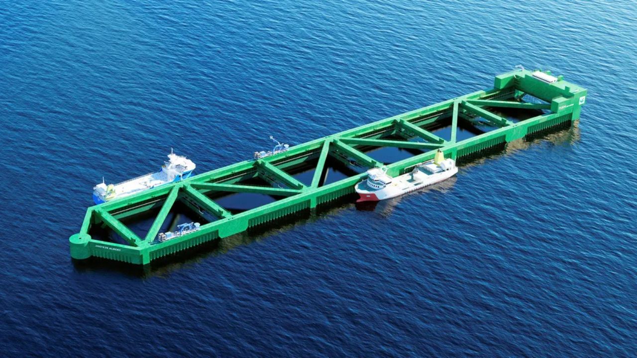 A fazenda oceânica, uma estrutura de 385 metros instalada em alto-mar produz até 10 mil toneladas de salmão por ciclo e marca uma virada na aquicultura global.