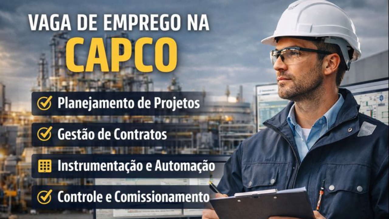 Capco abre vaga de emprego para atuação em Planejamento de Projetos, Controle e Comissionamento e Gestão de Contratos.