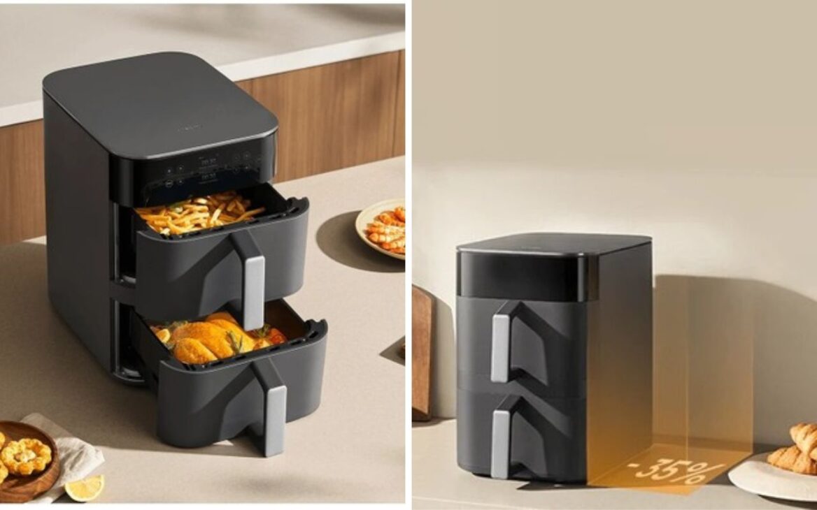 Nova air fryer inteligente da Xiaomi chega à Europa com 12 litros, design vertical, app dedicado e promessa de mais eficiência em cozinhas pequenas.