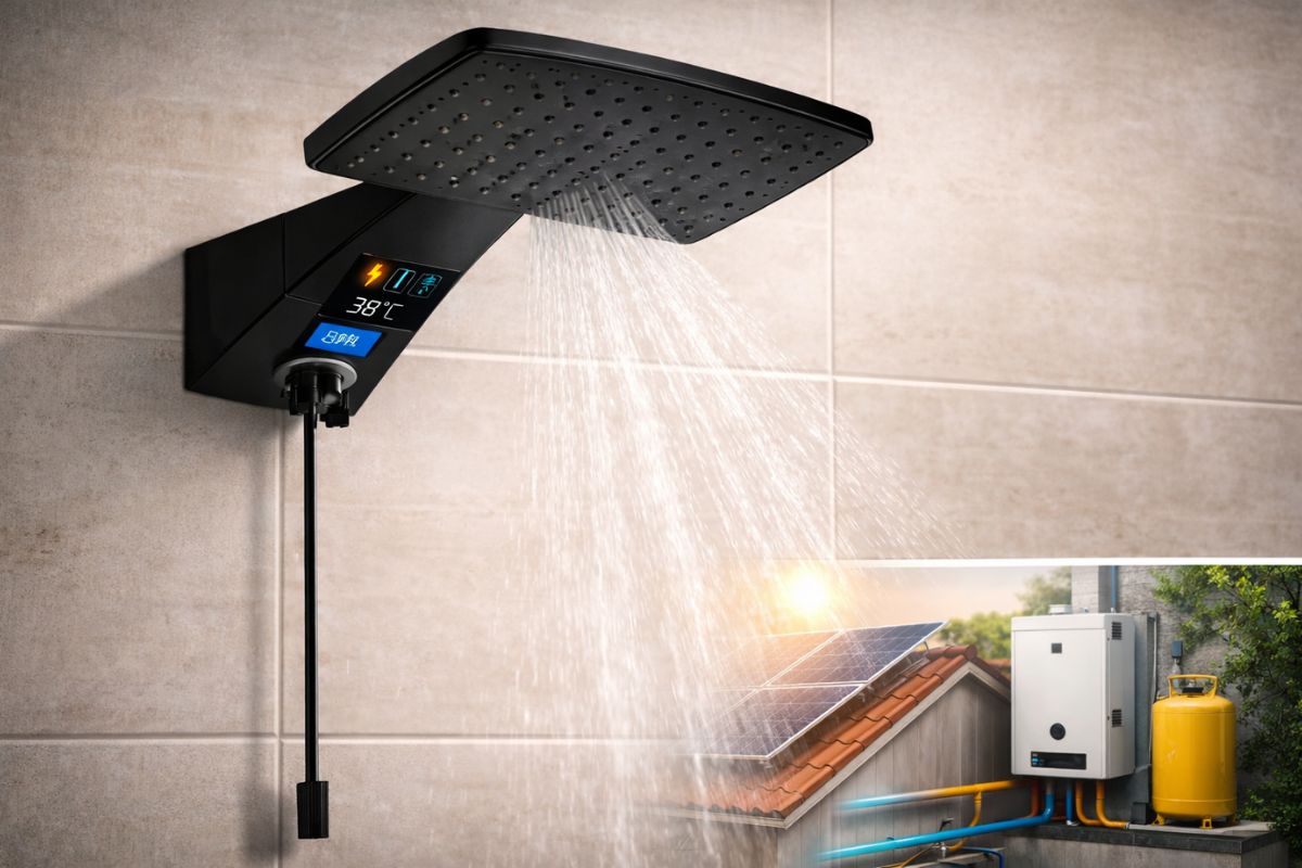 conta de luz em alta? Entenda como o chuveiro híbrido alterna eletricidade, gás e energia solar para buscar economia, manter a água estável e exigir instalação correta sem burlar a lei.