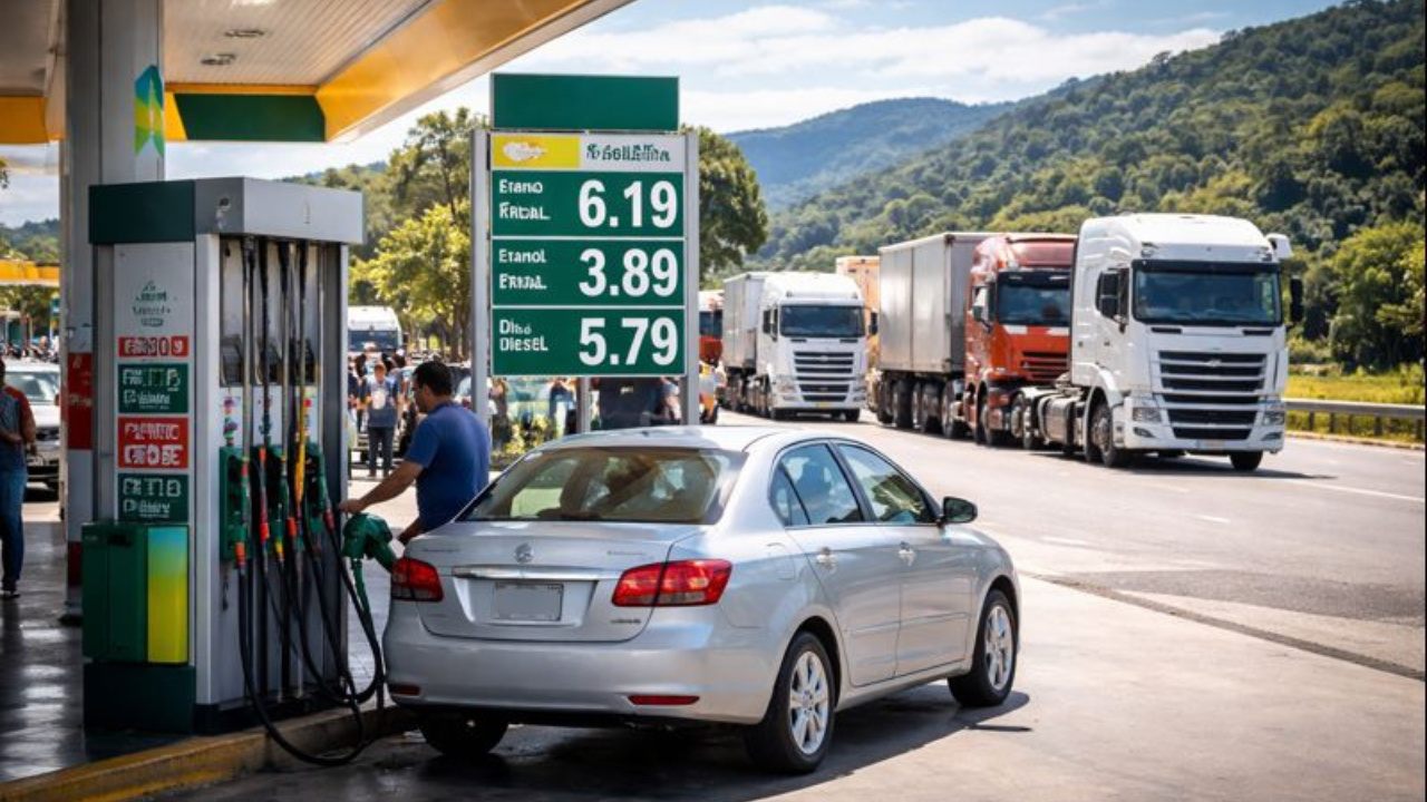 Alta da gasolina e do diesel eleva consumo de combustíveis em Minas, enquanto etanol perde espaço na economia mineira em 2025.