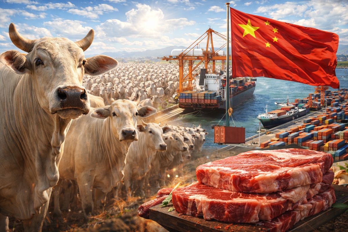 Cota chinesa de 1,1 milhão de toneladas dispara corrida pela carne brasileira, leva boi gordo acima de R$ 350 e escancara a dependência do agro, hoje, da demanda de Pequim