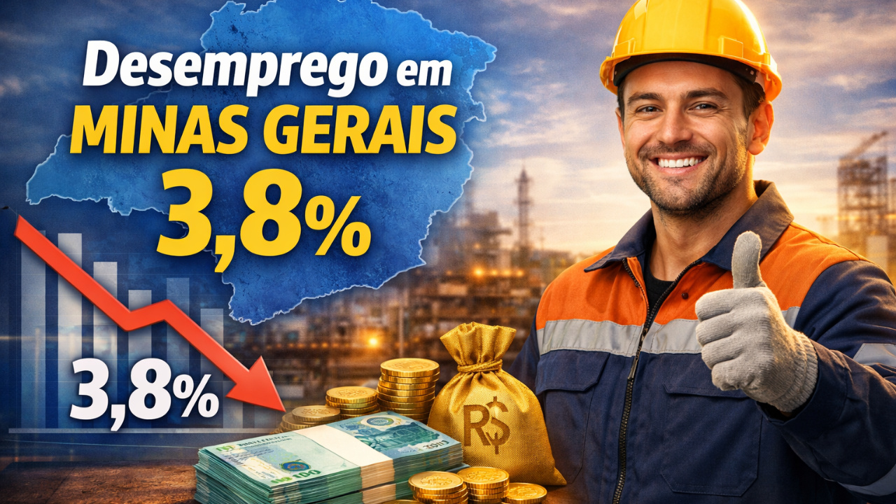 O desemprego em MG cai para 3,8% no 4º trimestre de 2025. Estado registra crescimento do rendimento médio e redução da informalidade.