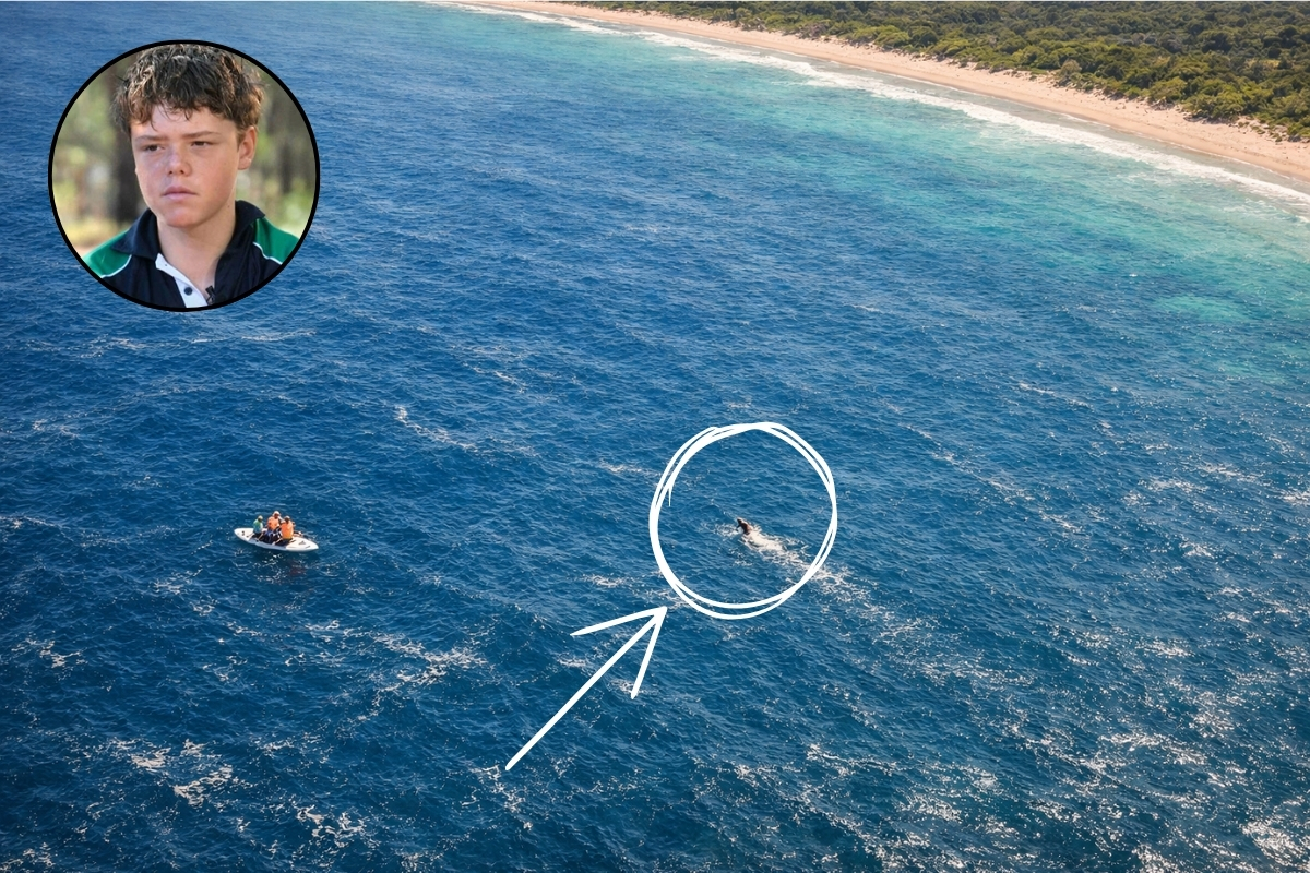 Um menino de 13 anos abandona o caiaque no litoral da Austrália, nada por 4 horas em mar agitado sem colete, alcança a costa e permite o resgate da mãe e dos irmãos após 10 horas à deriva a 14 km da praia