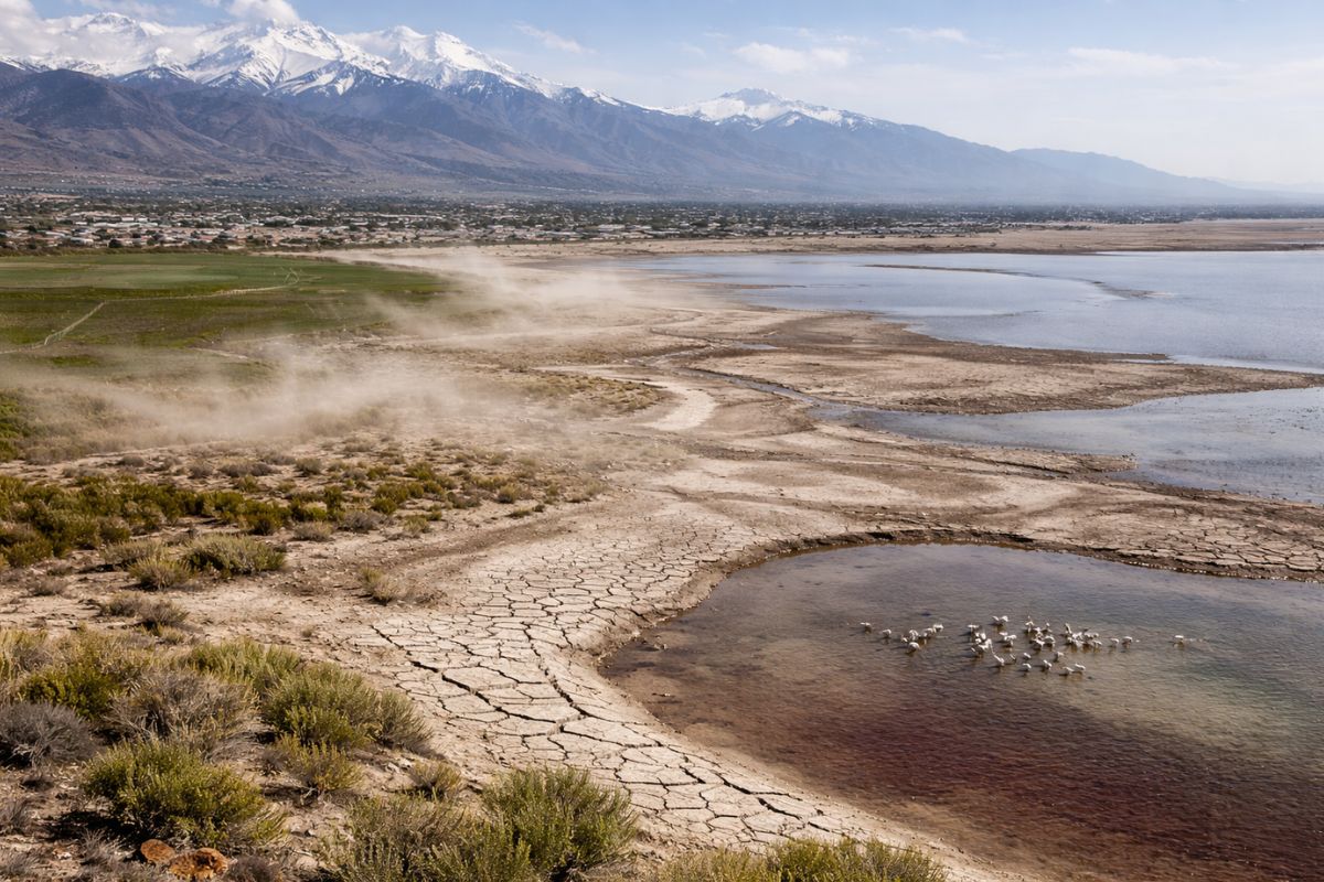 Grande Lago Salgado pode sumir água desviada para alfafa e cidades, clima aquece, poeira tóxica com arsênico coloca milhões em risco, esqui, imóveis e aves migratórias em Utah (1)