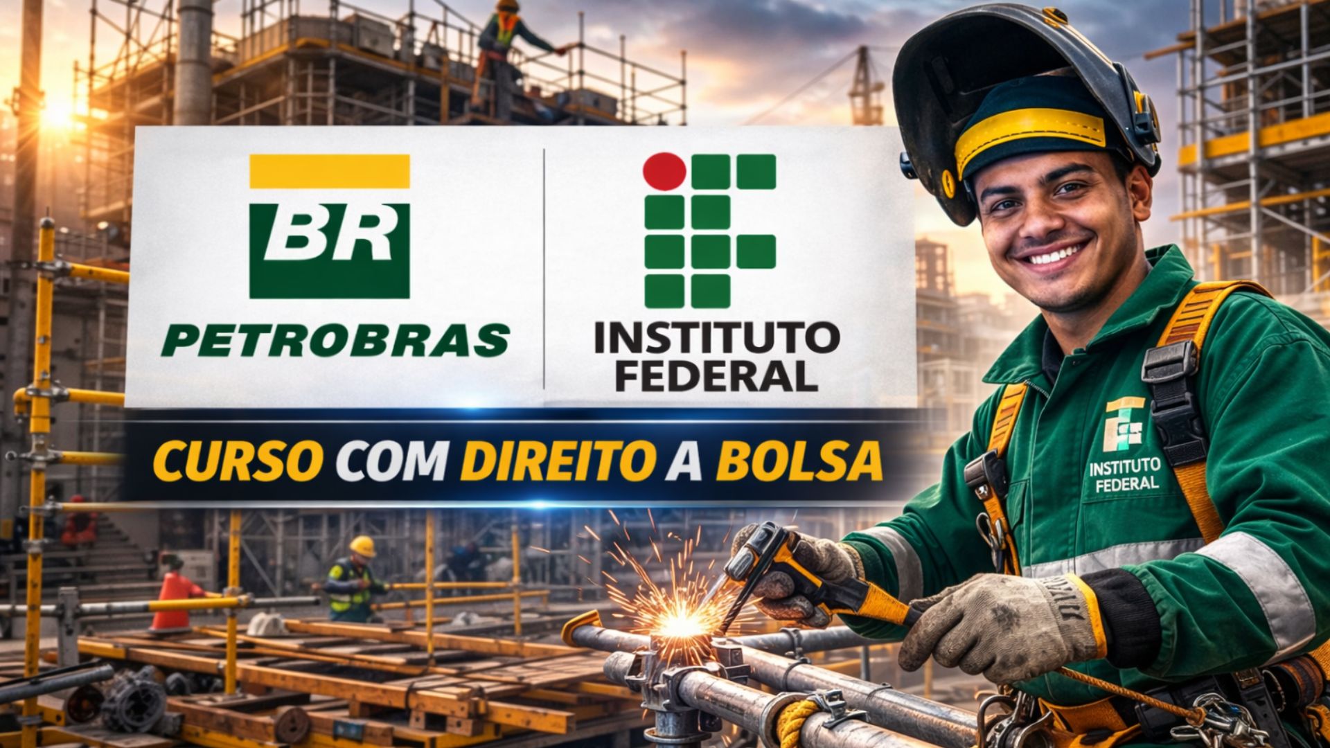 Petrobras oferece curso gratuito de Montador de Andaimes no IFSul com bolsa de até R$ 858 e auxílio mensal. Veja quem pode se inscrever.