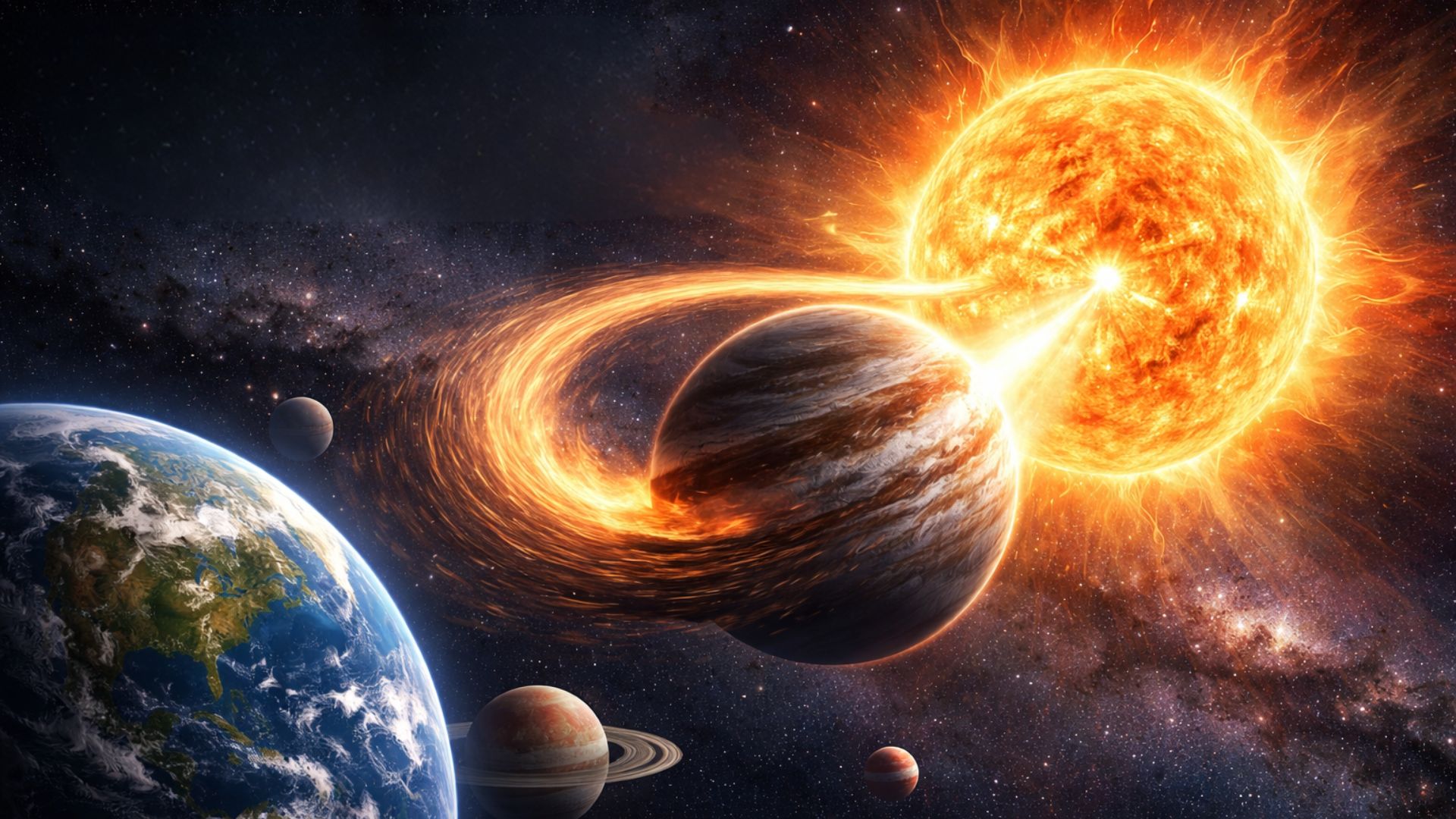 James Webb revela como exoplaneta gigante caiu em espiral e foi engolido por estrela a 12 mil anos-luz na Via Láctea.