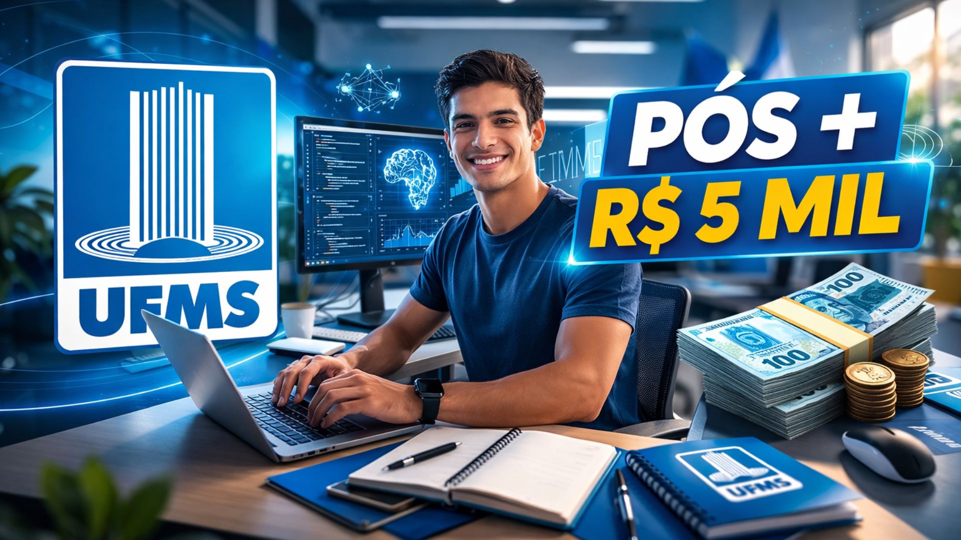 UFMS abre 60 vagas gratuitas em engenharia de software inteligente, com 20 bolsas de R$ 5 mil na residência tecnológica. Inscrições até 15 de março de 2026.