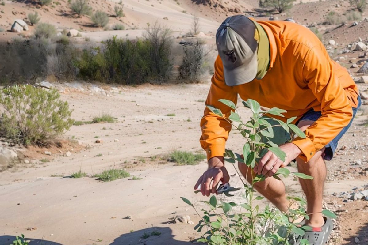No rancho do deserto, a planta amaranto-palmer deixa de ser erva daninha e vira ferramenta para elevar e proteger carbono orgânico do solo, usando manejo de cobertura, controle de sementes e biomassa sem irrigação.